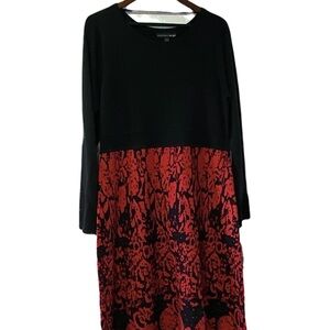 (M,L) Madison Leigh Black Red A-Line Sweater Dress